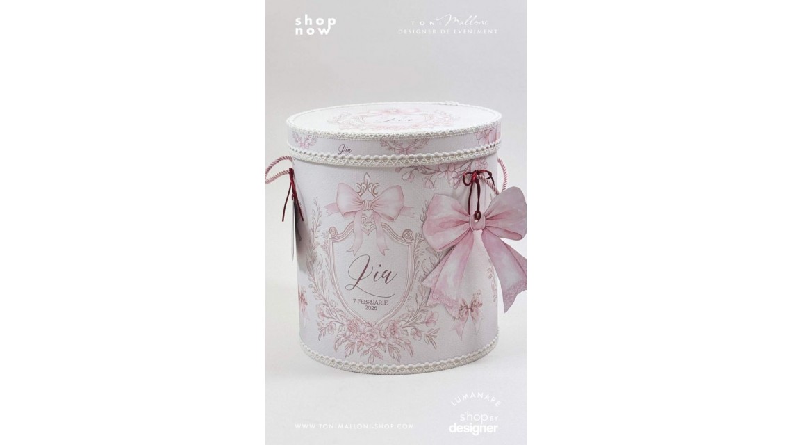 Trusou botez Pink Bows alb murdar, roz pudră și burgundy 11